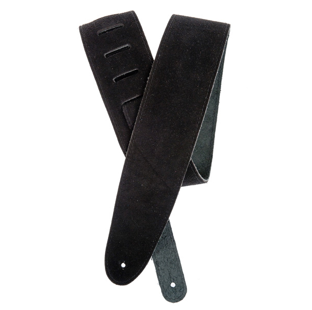 2.5" Wide Super Suede Series Black Leather Guitar Strap