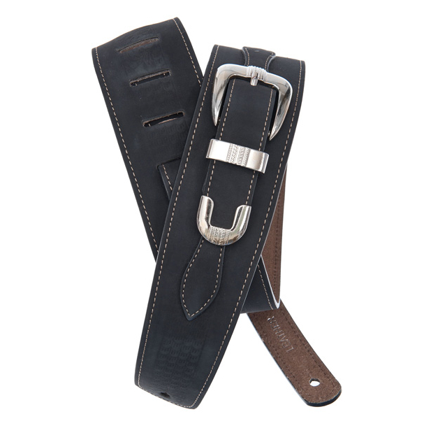 Black Leather Guitar Strap with Buckle