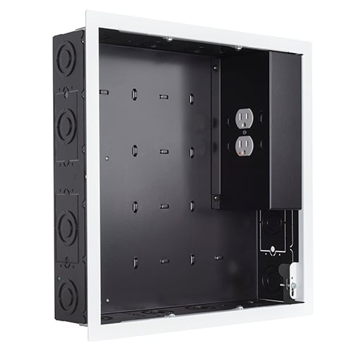 In-Wall Storage Box with Dual-Receptacle Outlet