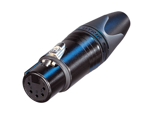 5-Pin XX Series Female XLR Connector with Black Metal Housing, Silver Contacts