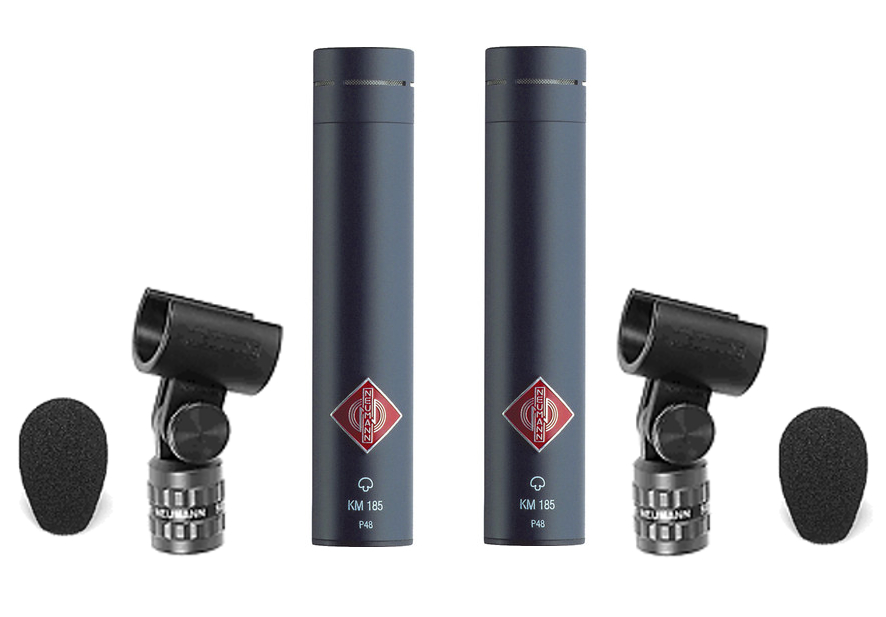 Pair KM185 Microphones, SG 21 BK Swivel Mount, and WNS100 Windscreens