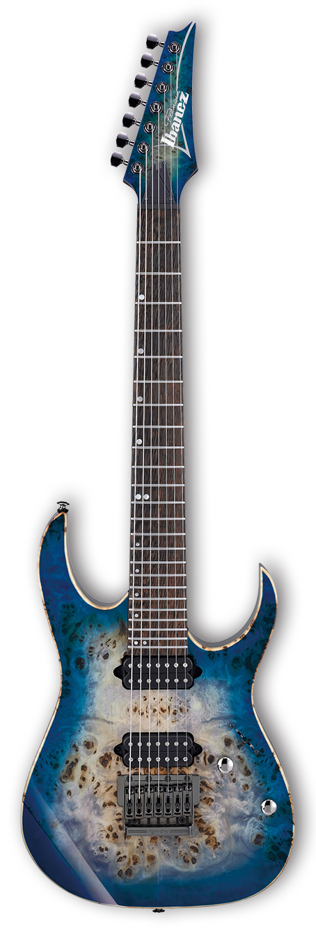 RG Premium 7-String Electric Guitar with Case - Cerulean Blue Burst