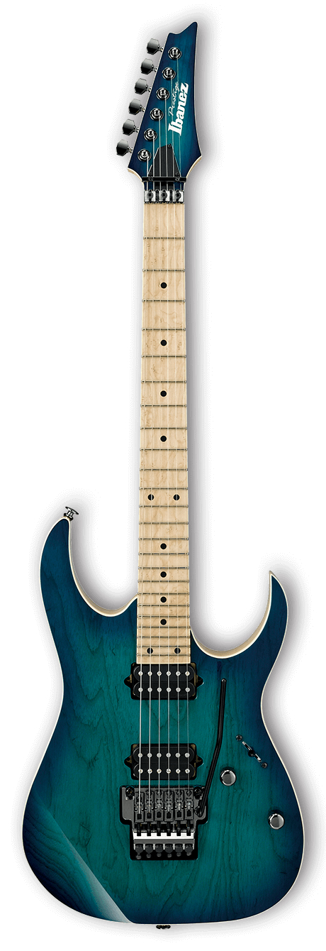 RG Prestige 6-String Left Handed Electric Guitar with Case - Nebula Green Burst