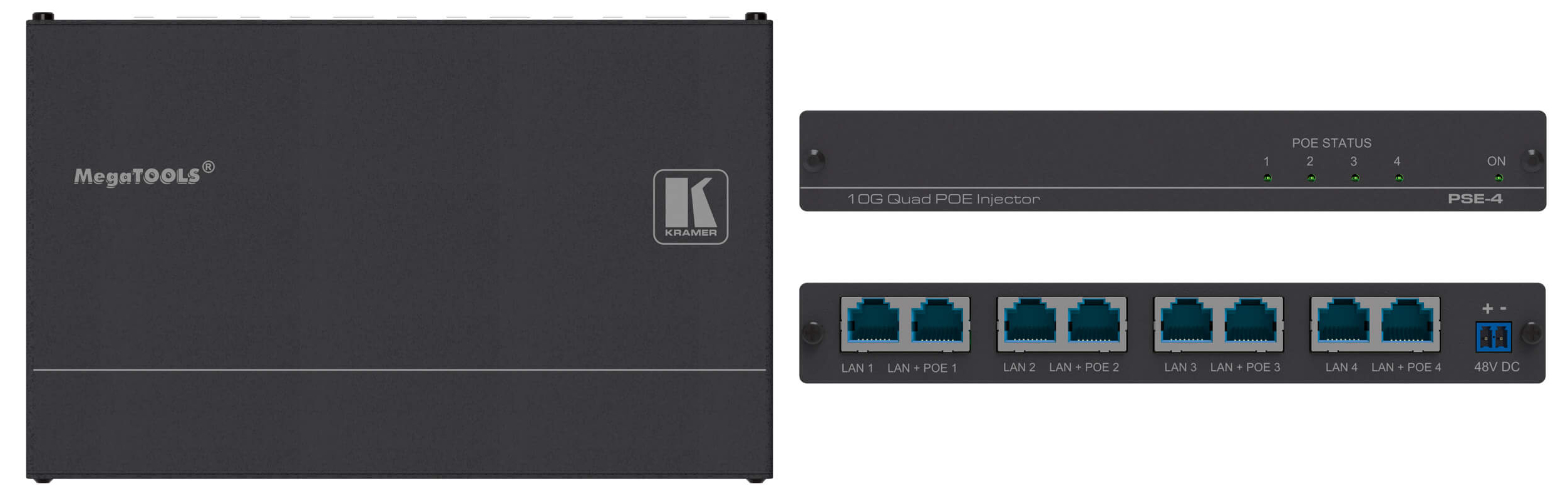 Quad 10G HDBaseT and Ethernet Power Injector