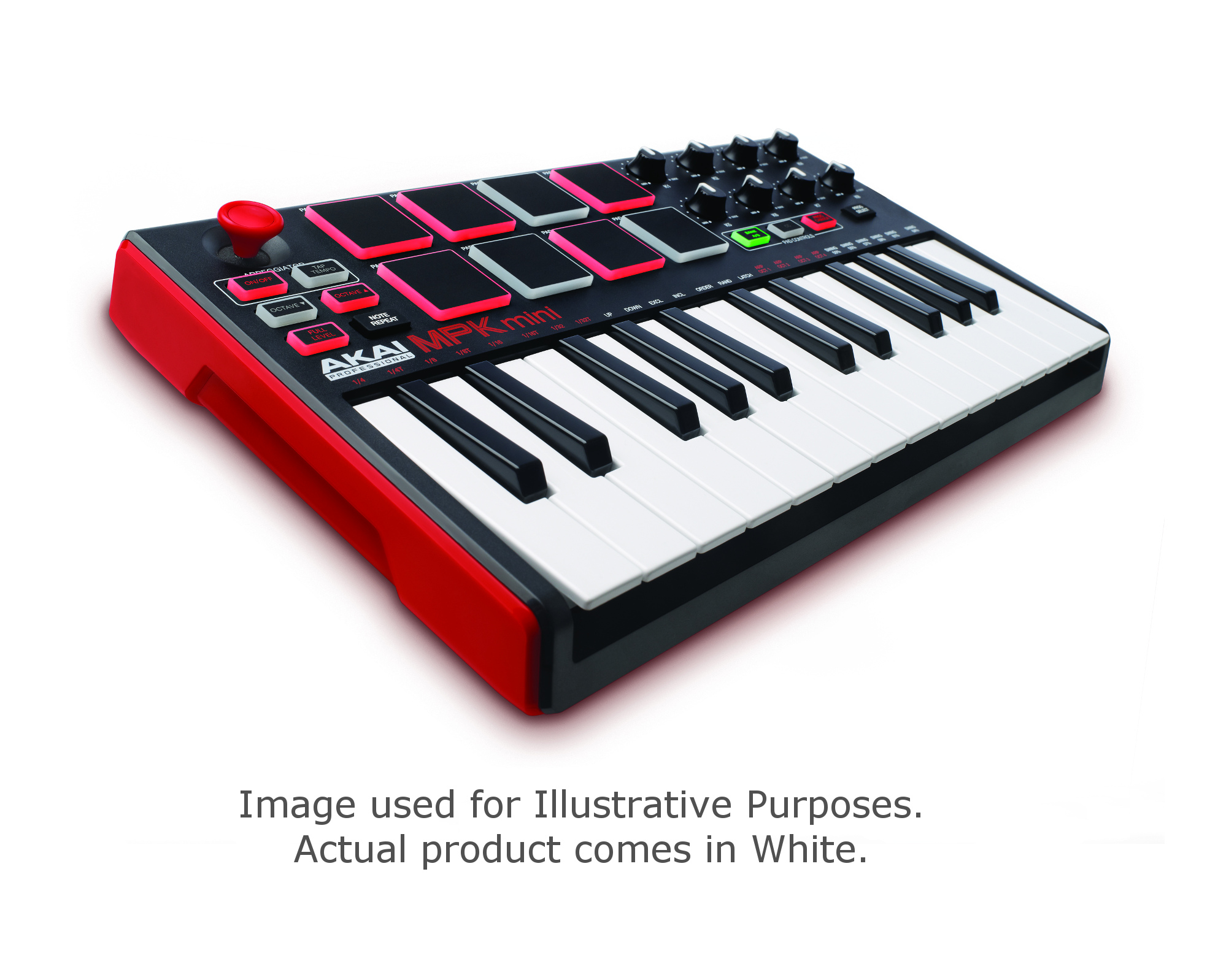 Compact 25-Key MIDI Keyboard & Controller with Pads in White
