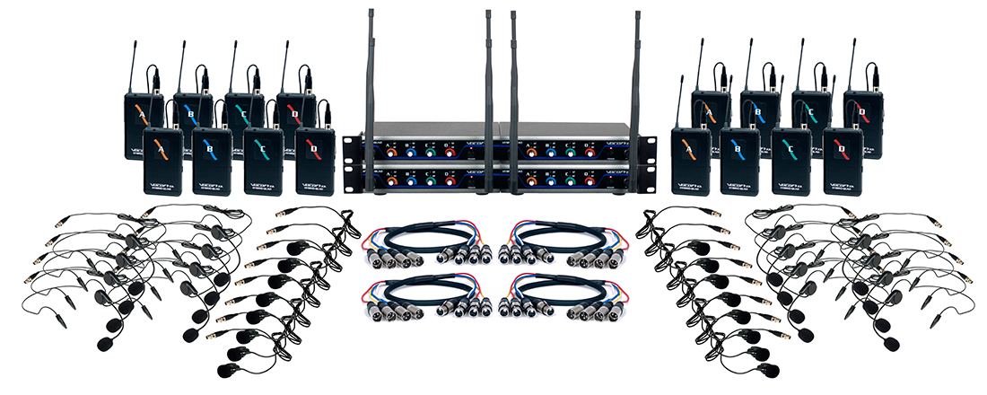 16 Channel UHF Hybrid Wireless Headset and Lapel Micropohone System