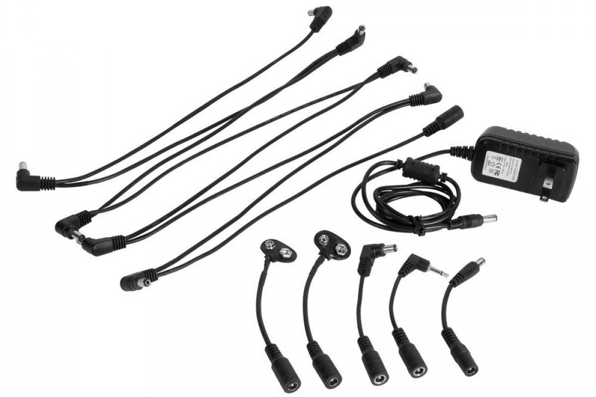 Pedal Power Pack with Power Supply, Multi-Plug Cable and Converter Plugs