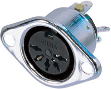 DIN Female Chassis Connector, 5-pole, Silver Contacts
