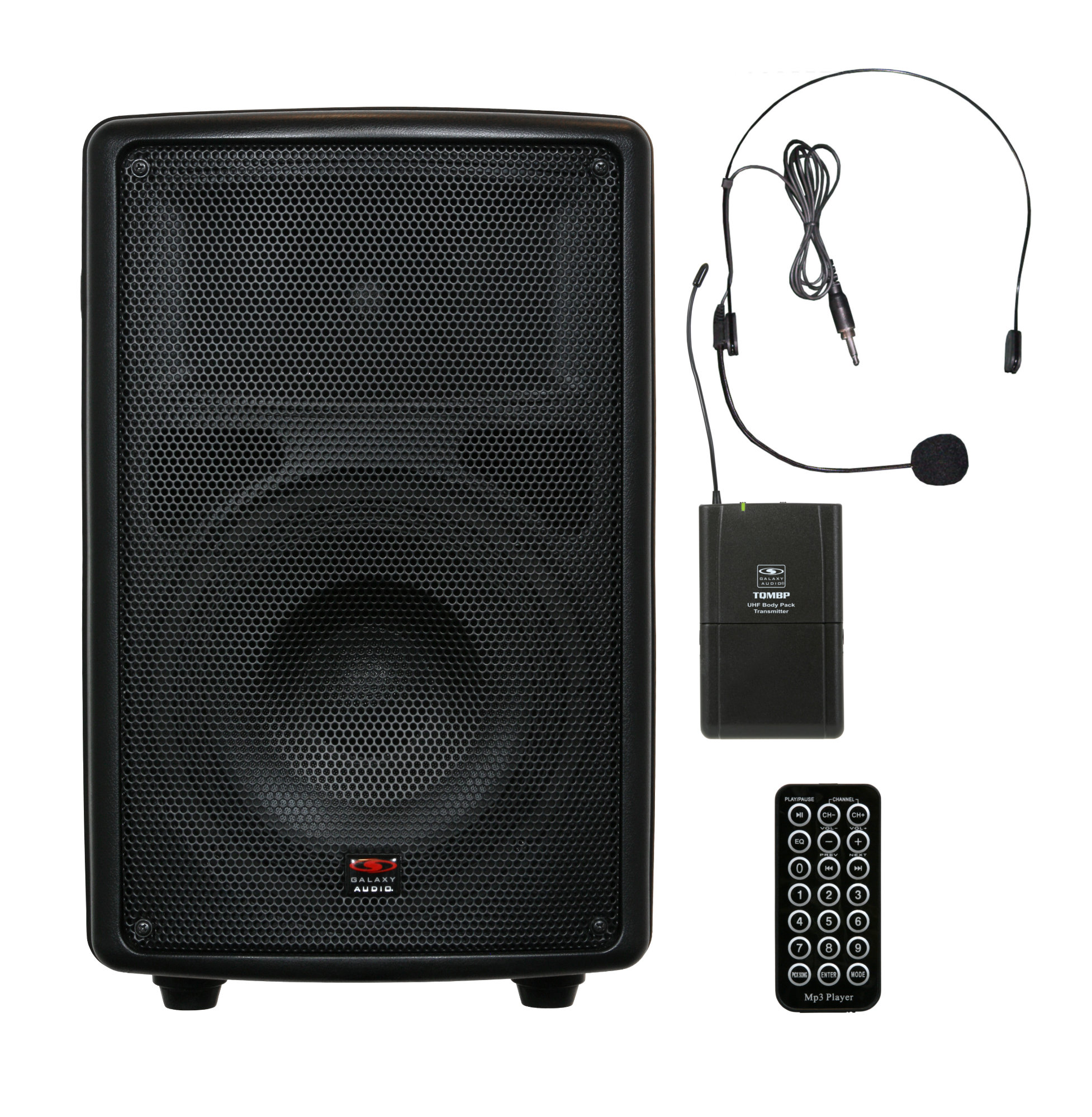 Battery-Powered Portable Sound System with 8" Speaker & Wireless Headset, 521.850MHz