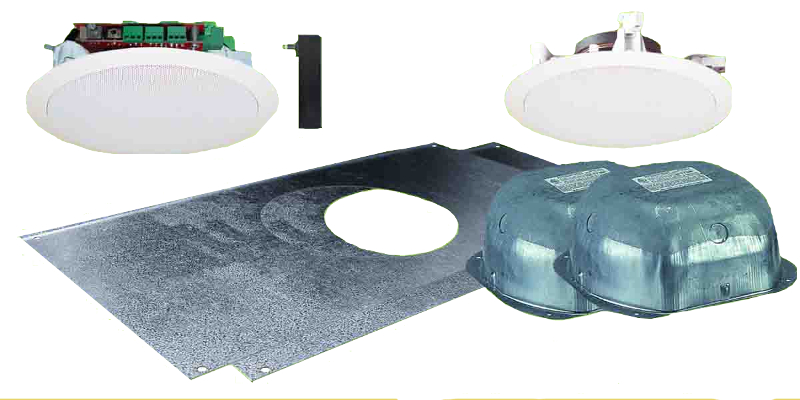 Two Source Amplified 6.5" Drop Ceiling Speaker Package with 2 In-Ceiling Speakers