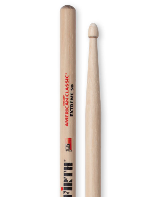 1 Pair of American Classic Extreme 5B Drumsticks with Wood Tear Drop Tip
