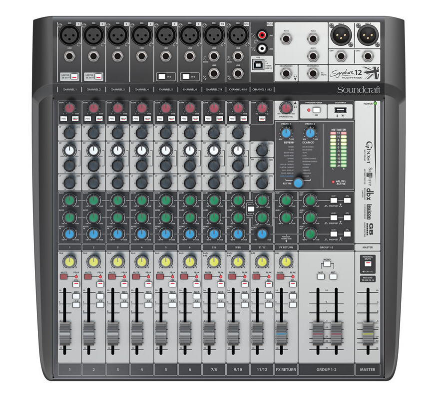12-Input Analog Mixer with Multi-track USB Interface and Onboard Effects