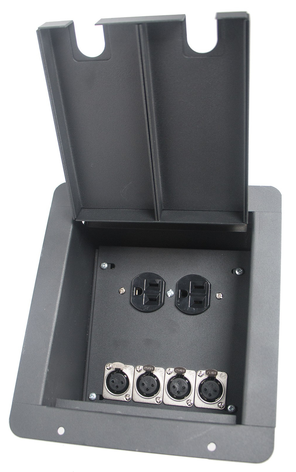 Recessed Floor Box With 4 XLRF + Duplex AC