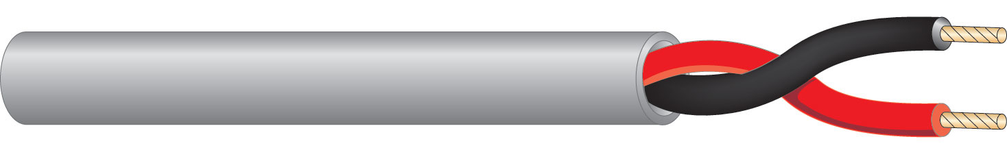 50ft Segment of 2-Conductor 18AWG Communication Cable with Black Jacket