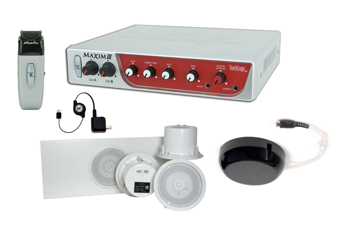 Maxim III System, with Receiver/Mixer/Amp, IR Wireless Mic & 4 Ceiling Speakers