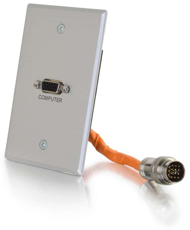 Aluminum Single Gang Wall Plate with (1) VGA Female and (1) RapidRun Male Connector