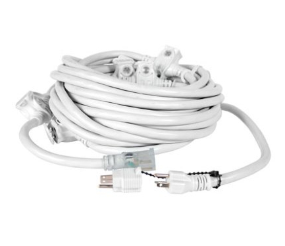 50' E-String 15A 6-Receptacle Extension Cord in White