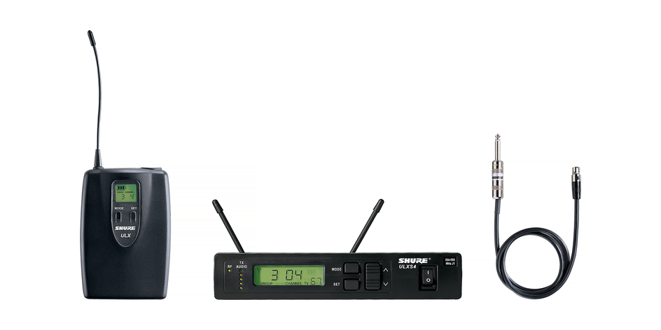 Wireless Instrument Bodypack System, ULX1 Bodypack Transmitter, WA302 Instrument Cable, 554-590 MHz