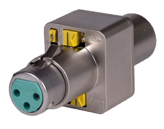 XLRM to XLRF Adapter with -20db Attenuation Circuit, Ground Lift, and Phase Inverse