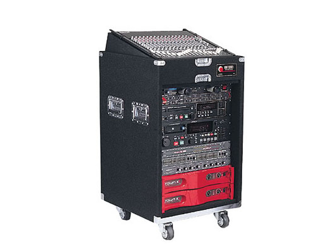 Carpeted Combo Case w/ Wheels, 11 RU Top, 14 RU Front