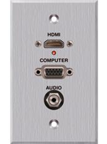 Panelcrafters Clear Anodized Single Gang Wall Plate with HDMI Pigtail, VGA, and 3.5mm TRS Female Pass Through