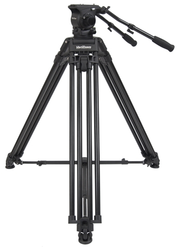 Video Tripod System with 100mm Fluid Head, Aluminum Tripod Legs, and Carry Case