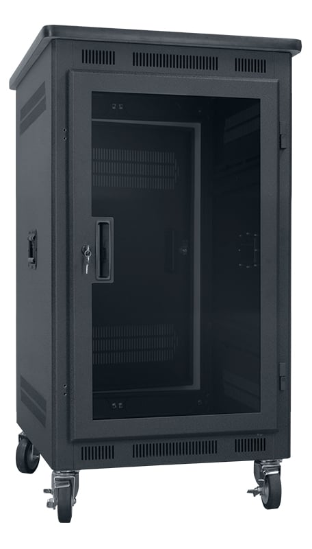 14RU, 22" Deep Portable Rack with Plexiglass Door and Premium Top