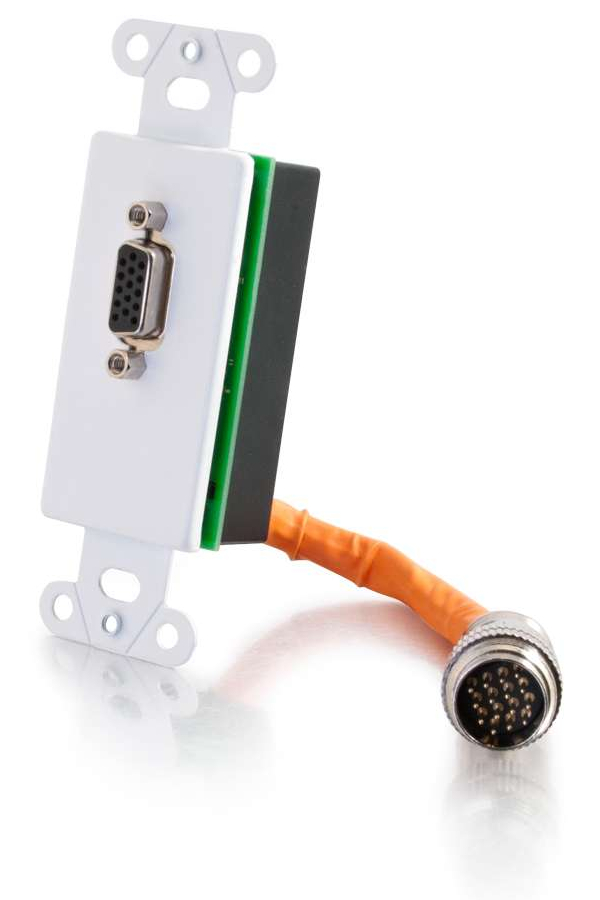 White Single Gang Wall Plate with (1) VGA Female and (1) RapidRun Male Connector