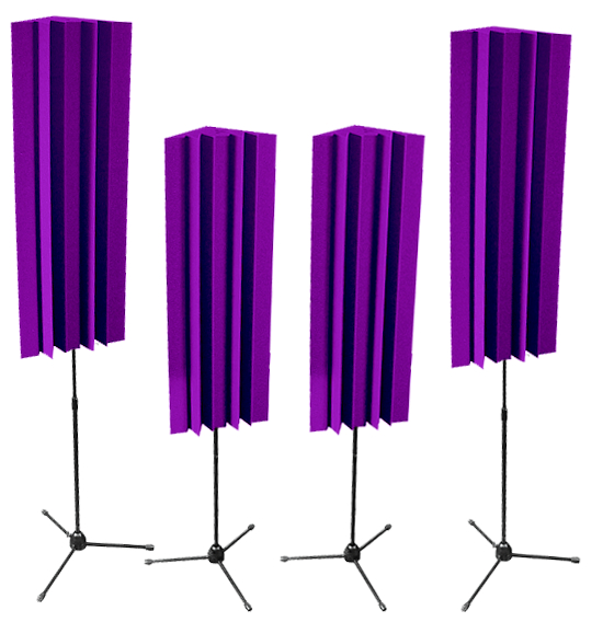 4 Pack of 4 ft LENRD Stand-Mount Bass Traps in Purple