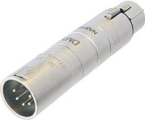 3-pin Female XLR to 5-pin Male XLR Connector, Wired