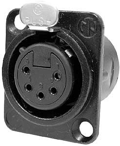 Neutrik D-Series 5-pin XLR Locking Female Connector, Panel Mount