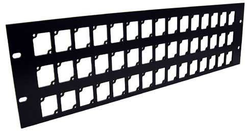 Aluminum Rack Panel, 3 RU, Black, Mounts 45 Connectrix Connectors