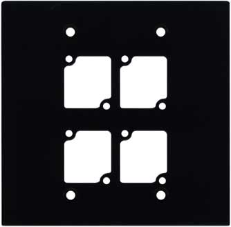 Double Gang Wall Panel with 4 Connectrix Mounts, Black