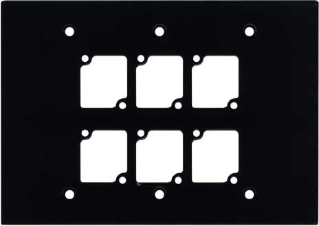 Triple Gang Wall Panel with 6 Connectrix Mounts, Black