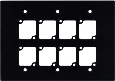 Triple Gang Wall Panel with 8 Connectrix Mounts, Black