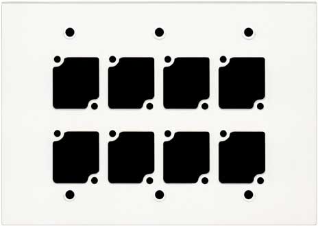 Wall Panel Triple Gang with 8 Connectrix Mounts, White
