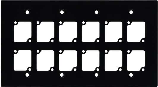 Wall Panel, Four Gang, Black, with 12 Connectrix Mounts