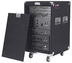 Carpeted Rack Case w/ Wheels, 16 RU