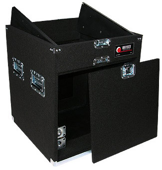 Carpeted Combo Case w/ Wheels, 11 RU Top, 10 RU Front