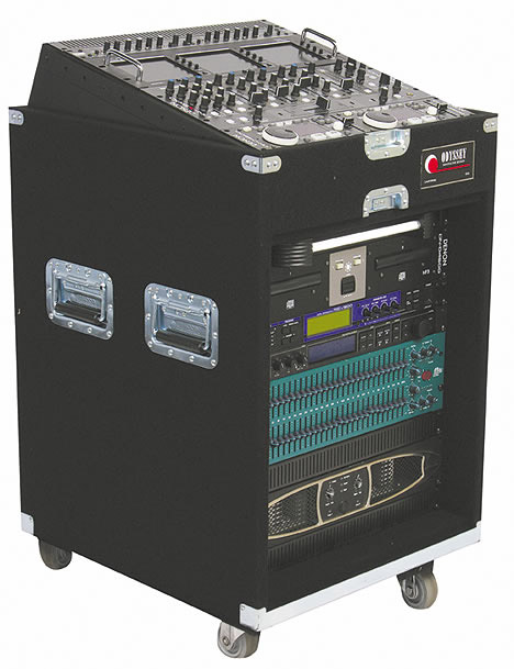 Carpeted Combo Case w/ Wheels, 11 RU Top, 12 RU Front