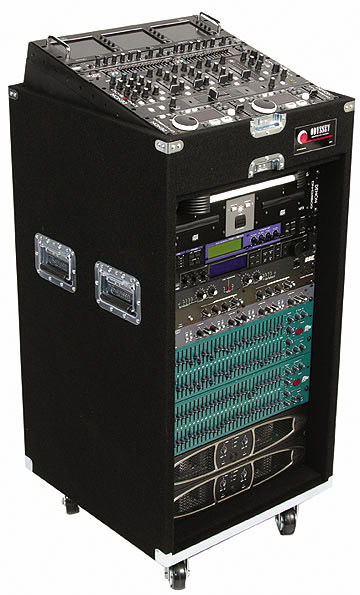 Carpeted Combo Case w/ Wheels, 11 RU Top, 18 RU Front