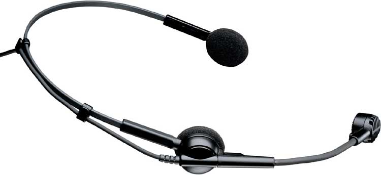 Headworn Condenser Microphone for Wireless, Less Power Module, Unterminated 55" Cable
