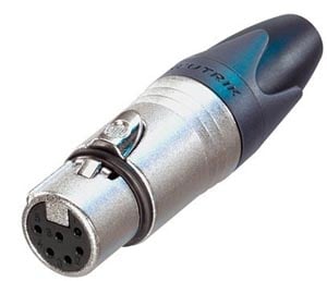 6-Pin XLR-F Cable Connector - Switchcraft Pin Layout, Nickel Housing, Silver Contacts
