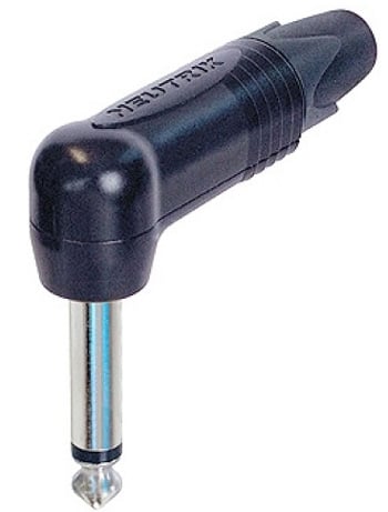 1/4" Right Angle Connector, Black & Nickel Finish