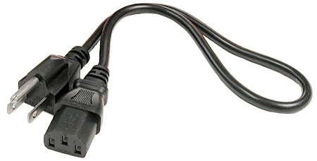 Power Cord, IEC C13 to NEMA 5-15P, 6"