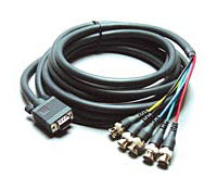 15-pin HD Male to 5-BNC Male Breakout Cable, 25 Feet