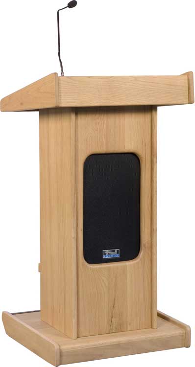 Portable Admiral Lectern with Front Speaker Grill, Microphone, Shockmount & Liberty Sound System