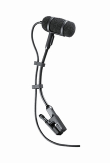Cardioid Condenser Clip-on Instrument Microphone, 55" Cable Terminated with Locking 4-Pin Connector for A-T UniPak Wireless Systems