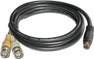 4-Pin S-Video Male to 2 BNC Male Breakout Cable, 6 ft.
