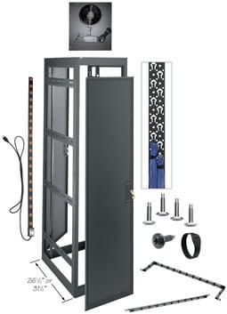 44-Space, 77" H x 26" D Tall Welded Gangable Equipment Rack (A/V Configuration, with Side Panels)